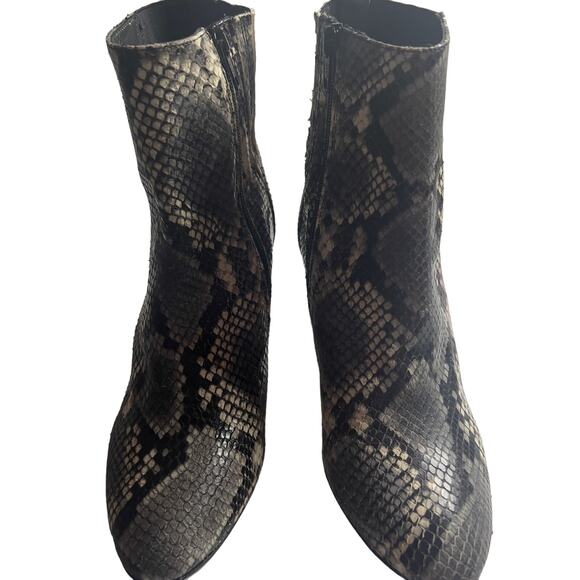 Napoleoni Made in Italy Snakeskin Pattern Leather Zippered Ankle Boot Size 6.5 - Picture 1 of 15